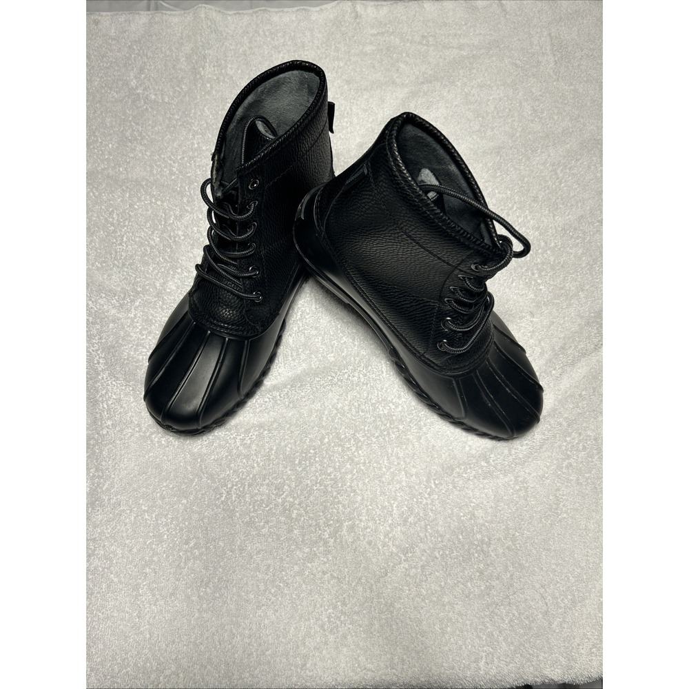 JBU Maine Waterproof Duck Boots Mens 8 Black Faux Fur Lined Lace Up Shoes $25‎